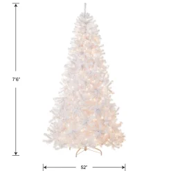 7.5 ft. Pre-Lit North Valley Spruce White Tree with Clear Lights