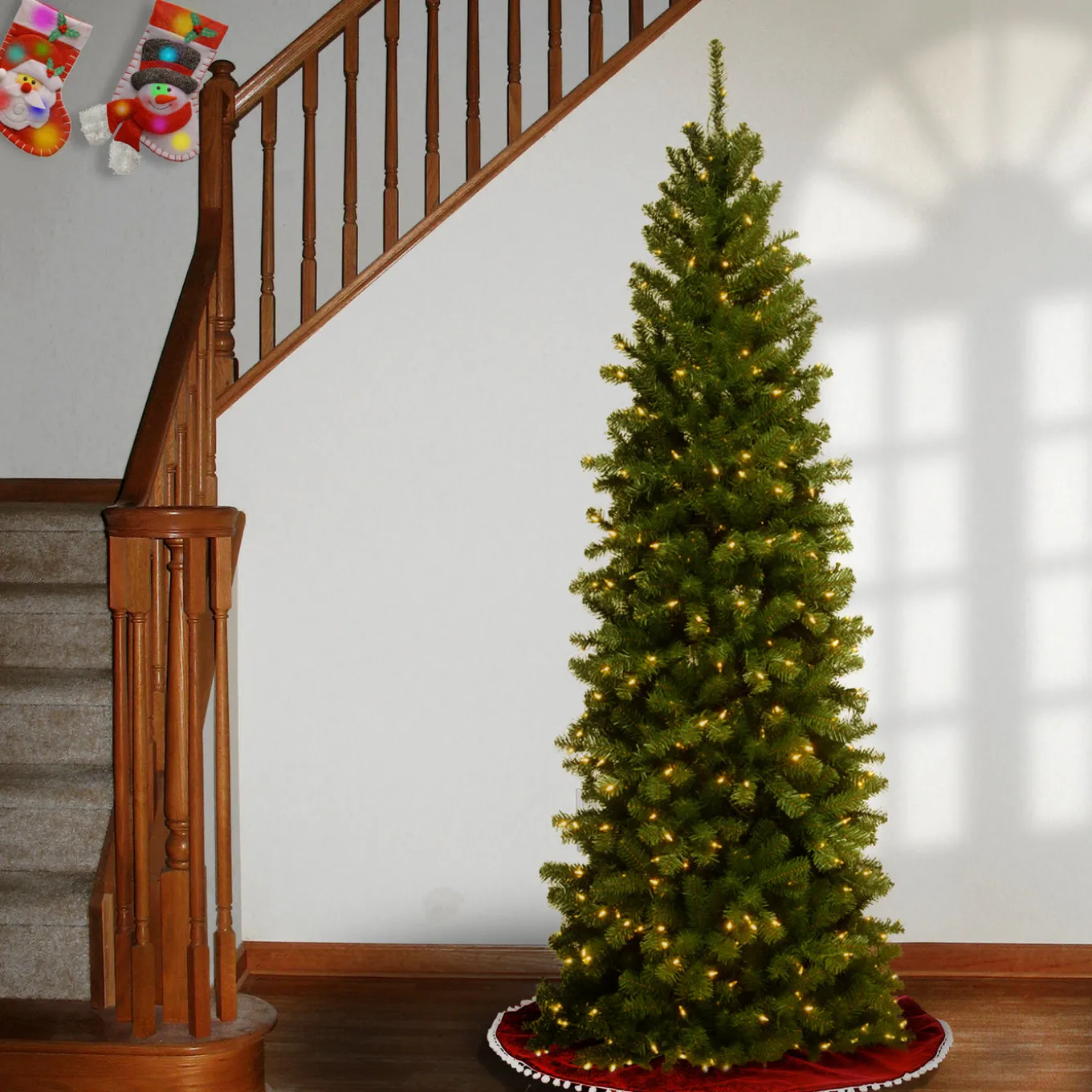 6 ft. Pre-Lit North Valley Spruce Pencil Slim Tree with Clear Lights
