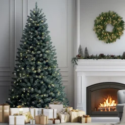 7.5 ft. Pre-Lit North Valley Spruce Blue Tree with Clear Lights