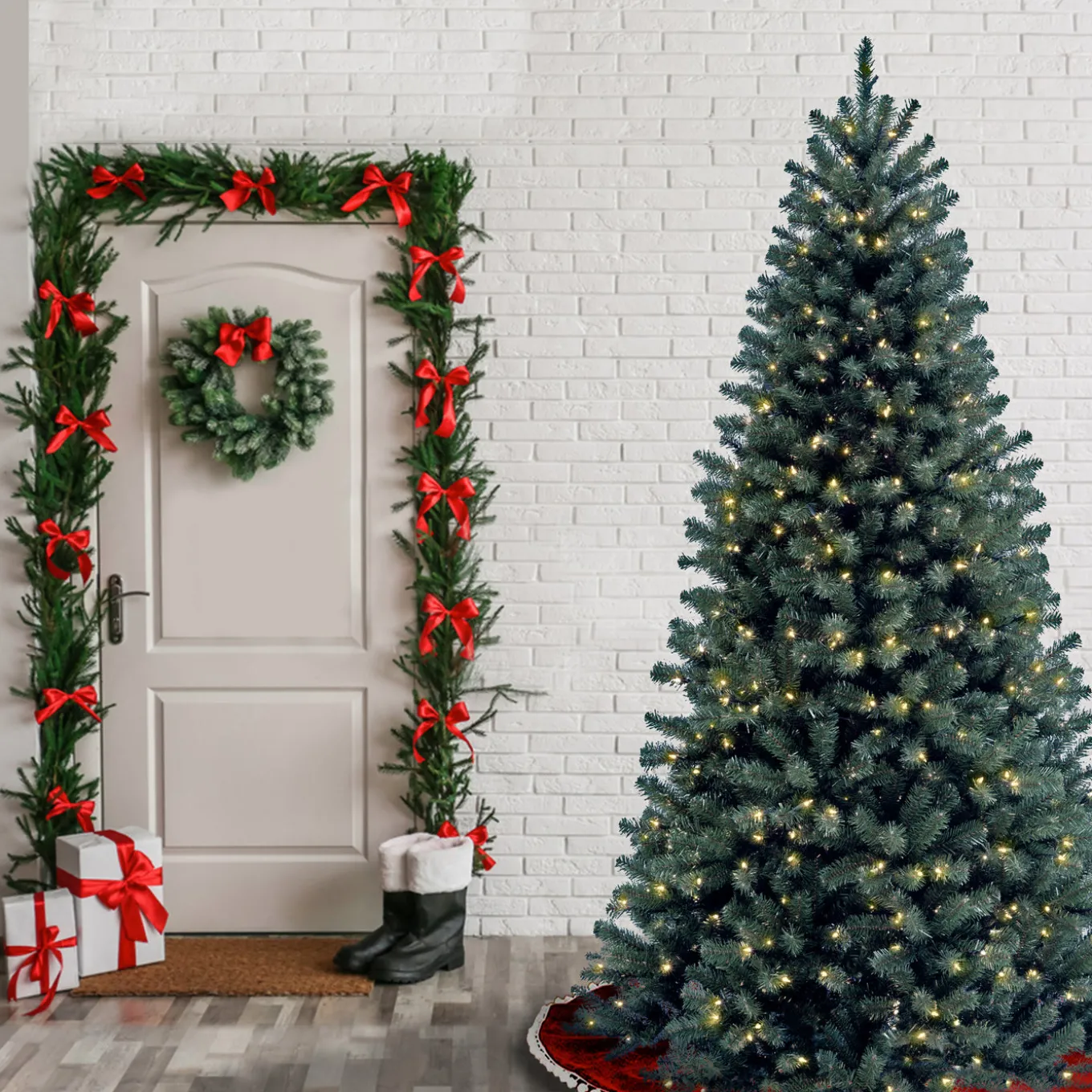 6.5 ft. Pre-Lit North Valley Spruce Blue Tree with Clear Lights