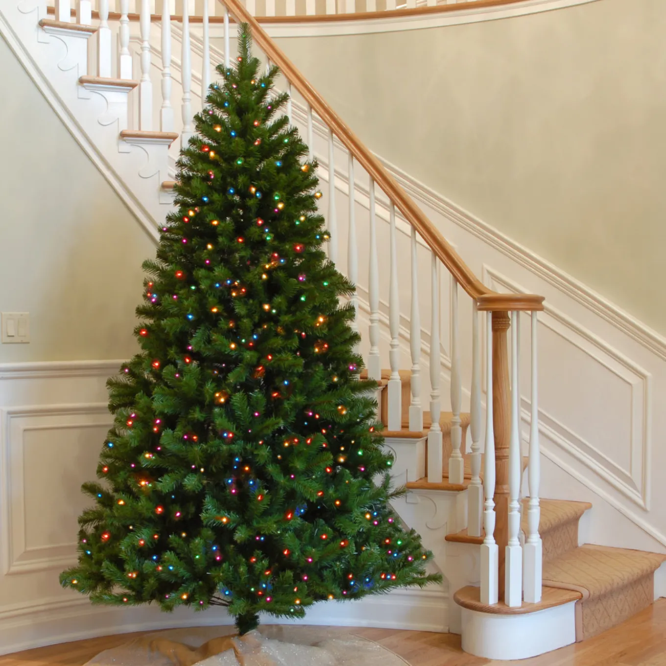 7.5 ft. Pre-Lit North Valley Spruce Slim Tree with Multicolor Lights
