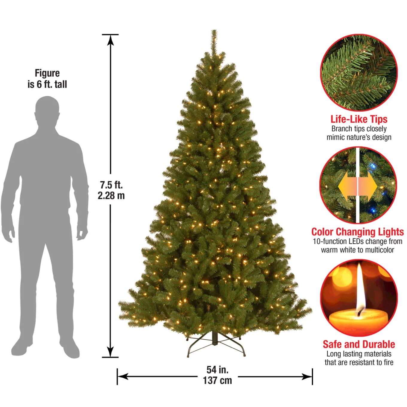 7.5 ft. Pre-Lit North Valley Spruce Tree with PowerConnect Dual Color LED Lights
