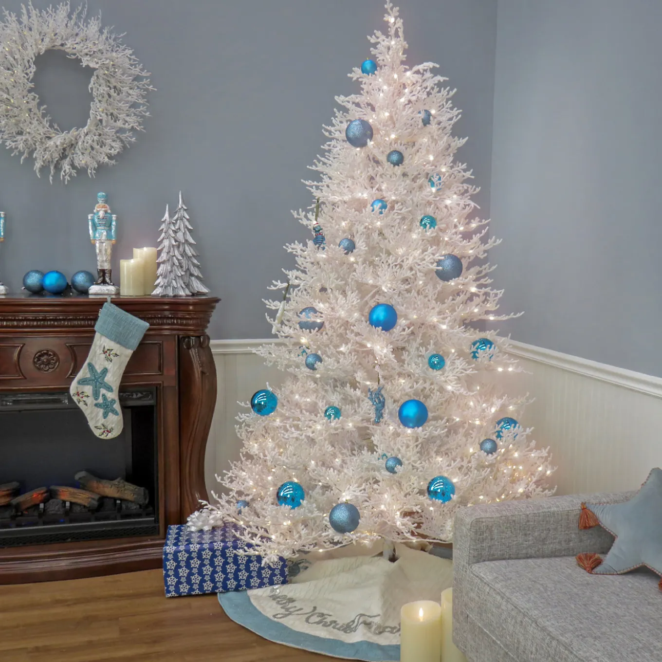 7.5 ft. Pre-Lit Sea Coral Tree with Warm White LED Lights