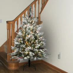 4.5 ft. Pre-Lit Snowy Bedford Pine Tree with Clear Lights