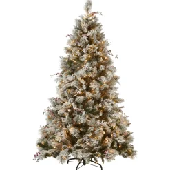7.5 ft. Pre-Lit Snowy Bedford Pine Tree with Clear Lights