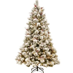 7.5 ft. Pre-Lit Snowy Bedford Pine Tree with Clear Lights