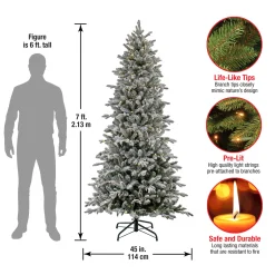 7 ft. Pre-Lit Snowy Calton Pine Tree with LED Lights