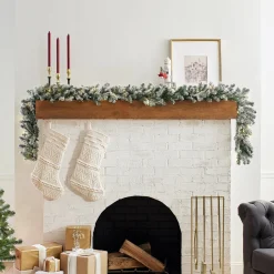 9 ft. Pre-Lit Snowy Camden Garland with Clear Lights