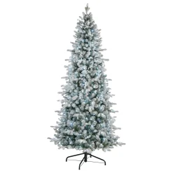 7.5 ft. Pre-Lit Snowy Comet Slim Blue Tree with LED Lights