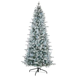 6 ft. Pre-Lit Snowy Comet Slim Blue Tree with LED Lights