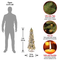 3 ft. Pre-Lit Snowy Downswept Forest Tree with Clear Lights