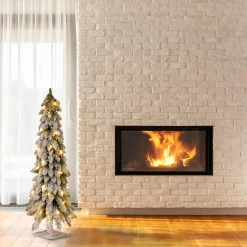 3 ft. Pre-Lit Snowy Downswept Forest Tree with Clear Lights