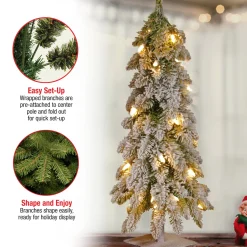 2 ft. Pre-Lit Snowy Downswept Forest Tree with Clear Lights