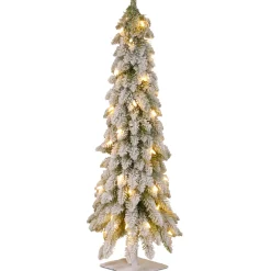 4 ft. Pre-Lit Snowy Downswept Forest Tree with Clear Lights