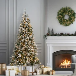 7.5 ft. Pre-Lit Snowy Everest Fir Medium Tree with Clear Lights