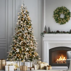 9 ft. Pre-Lit Snowy Everest Fir Medium Tree with Clear Lights