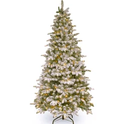 6.5 ft. Pre-Lit Snowy Everest Fir Medium Tree with Clear Lights