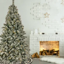 6.5 ft. Pre-Lit Snowy Harwich Hinged Tree with PowerConnect Warm White LED Lights