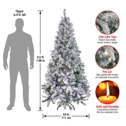6.5 ft. Pre-Lit Snowy Mixed Pine Tree with Clear Lights