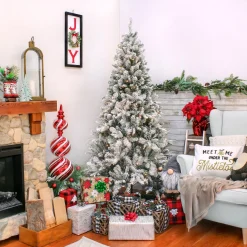 6.5 ft. Pre-Lit Snowy Mixed Pine Tree with Clear Lights