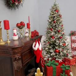 7.5 ft. Pre-Lit Snowy Poechmann Fir Tree with LED Lights