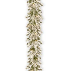 9 ft. Pre-Lit Snowy Sheffield Spruce Garland with Twinkly LED Lights