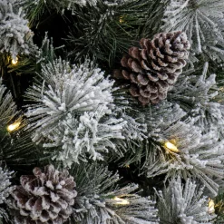 7.5 ft. Pre-Lit Snowy Silver Hill Pine Tree with LED Lights