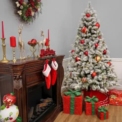 7.5 ft. Pre-Lit Snowy Silver Hill Pine Tree with LED Lights