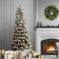 7.5 ft. Pre-Lit Snowy Westwood Pine Slim Tree with Clear Lights