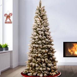 7.5 ft. Pre-Lit Snowy Westwood Pine Slim Tree with Clear Lights