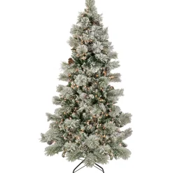 7.5 ft. Pre-Lit Snowy Yorkshire Tree with Clear Lights
