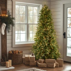 7.5 ft. Pre-Lit Tiffany Fir Slim Tree with Clear Lights