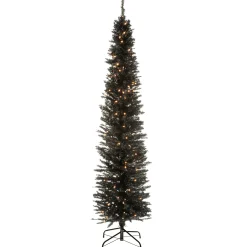 6 ft. Pre-Lit Tinsel Collection Black Tree with Clear Lights