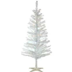 4 ft. Pre-Lit Tinsel Collection White Iridescent Tree with Clear Lights