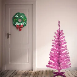 4 ft. Pre-Lit Tinsel Collection Pink Tree with Clear Lights