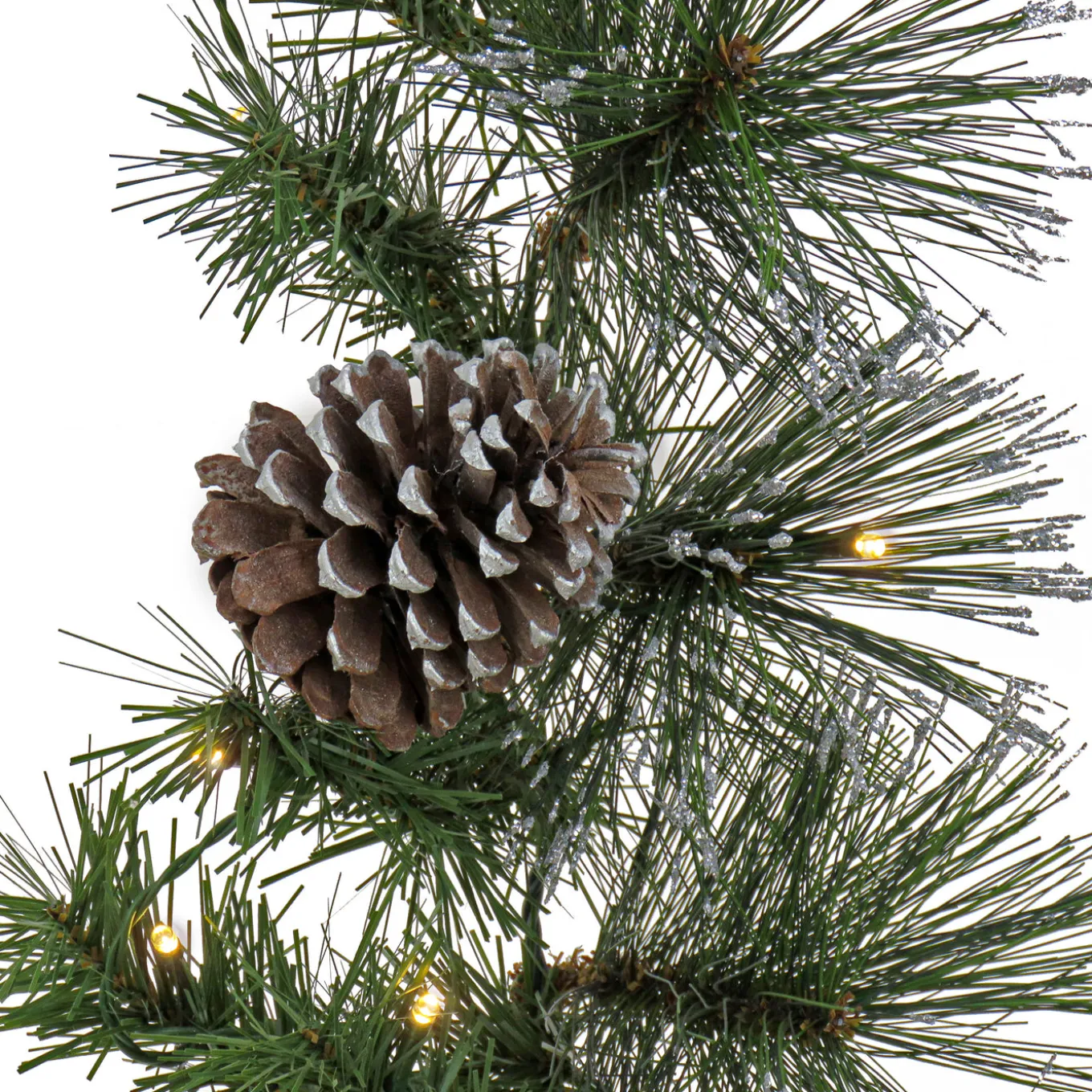 9 ft. Pre-Lit Whitter Pine Garland with LED Lights