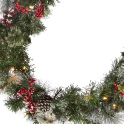 9 ft. Pre-Lit Wintry Berry Garland with Clear Lights, Plug-In