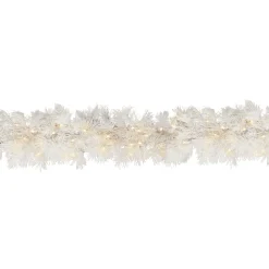 9 ft. Pre-Lit Wispy Willow White Garland with Clear Lights