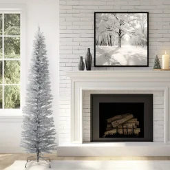 6 ft. Tinsel Collection Silver Tree