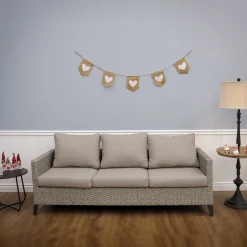 6 ft. Valentine's Jute Garland with Natural & White Hearts