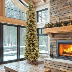 12 ft.Pre-Lit Carolina Pine Slim Tree with Clear Lights