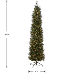 12 ft.Pre-Lit Carolina Pine Slim Tree with Clear Lights