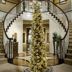 12 ft.Pre-Lit Carolina Pine Slim Tree with Clear Lights