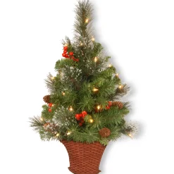 3 ft.Pre-Lit Crestwood Spruce Tree with Warm White LED Lights