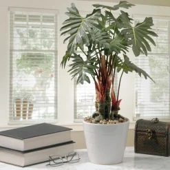 21 in. Spring Potted Philodendron Plant Decoration Garden Accents in Ceramic Pot