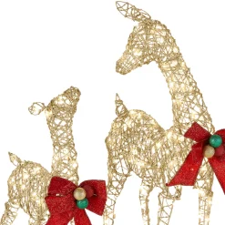 60 in., 52 in. and 36 in. Champagne Glitter Deer Family with 370 Warm White LED Lights