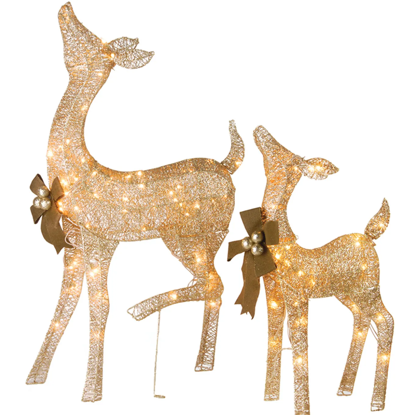 38 in. and 28 in. Pre-Lit Fawn with Doe Decoration