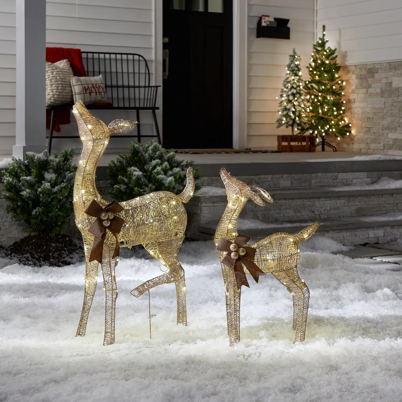 38 in. and 28 in. Pre-Lit Fawn with Doe Decoration