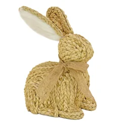 9 in. Braided Bunny Table Decoration Decorated with Woven Ribbon