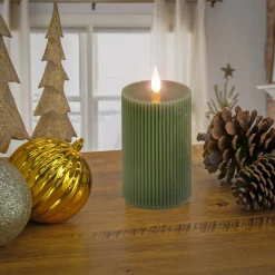 4 in. by 10 in. HGTV Home Collection Flameless Georgetown Pillar Candle, Dk Green